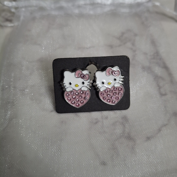 Hello Kitty Pink Rhinestone Earrings - Picture 4 of 6